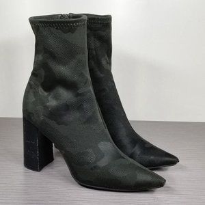 Jeffrey Campbell Siren Bootie, Black Camo Fabric, Womens Size 5.5 M